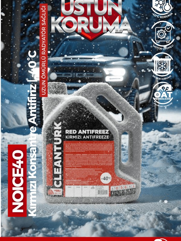  Noice40 Kırmızı Antifiriz | -40°c 25 Yıllık Yerli Üretim Tecrübesi Ölçüm Garantili 3 Lt